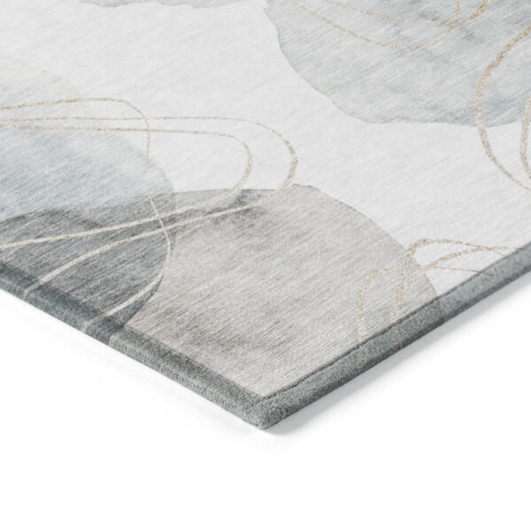 3' X 5' Ivory Blue and Gray Abstract Washable Non Skid Indoor Outdoor Area Rug