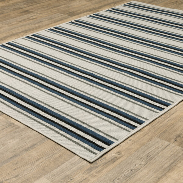 10' x 13' Blue and Beige Geometric Stain Resistant Indoor Outdoor Area Rug