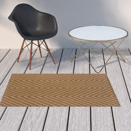 2' X 4' Tan Geometric Stain Resistant Indoor Outdoor Area Rug
