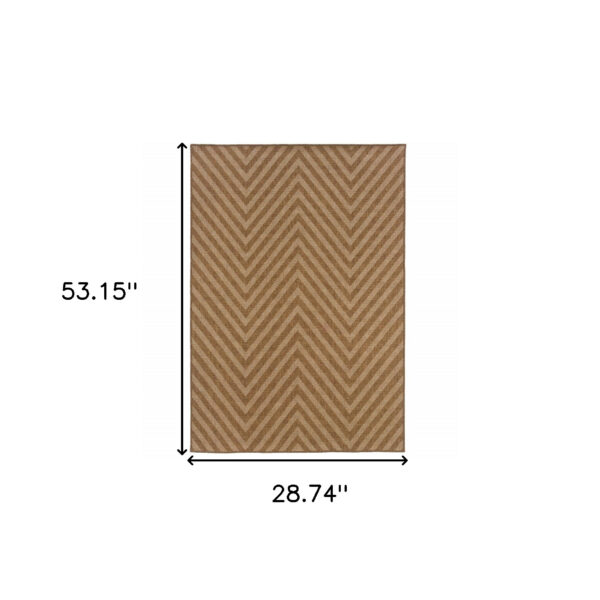2' X 4' Tan Geometric Stain Resistant Indoor Outdoor Area Rug