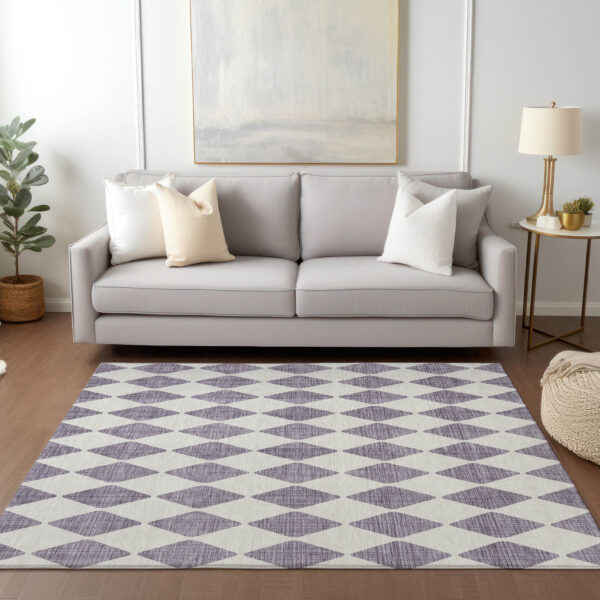 9' X 12' Purple And Lilac Geometric Washable Indoor Outdoor Area Rug