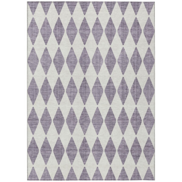 9' X 12' Purple And Lilac Geometric Washable Indoor Outdoor Area Rug