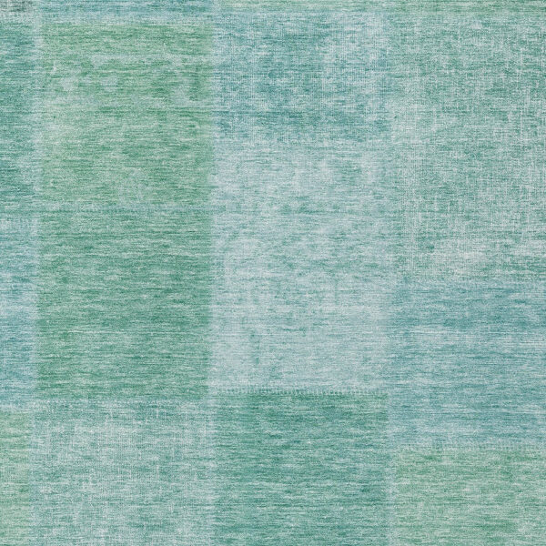 5' X 8' Teal Blue Sage And Green Patchwork Washable Indoor Outdoor Area Rug