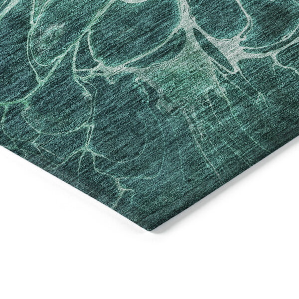 9' X 12' Teal Blue Aqua And Turquoise Abstract Washable Indoor Outdoor Area Rug