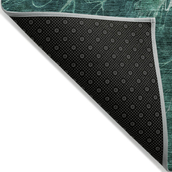 9' X 12' Teal Blue Aqua And Turquoise Abstract Washable Indoor Outdoor Area Rug