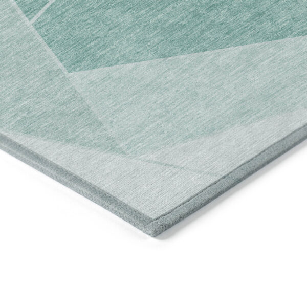 8' Green Mint Green And Aqua Round Geometric Washable Indoor Outdoor Area Rug