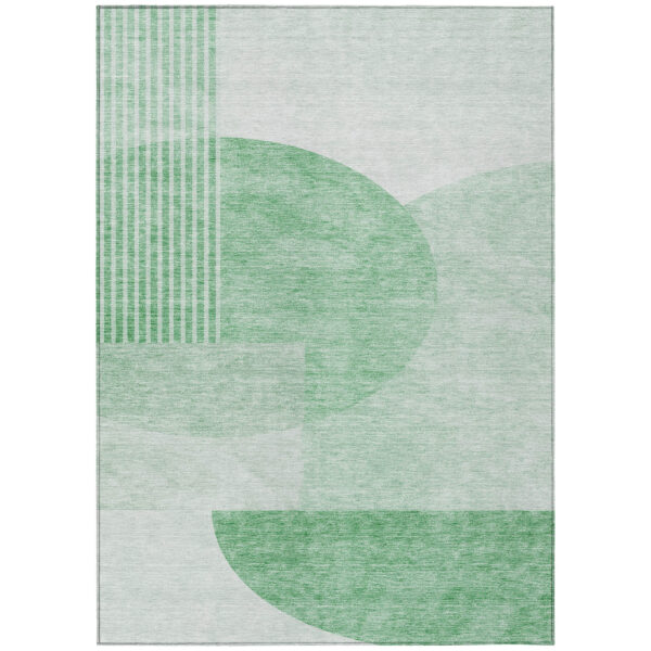 5' X 8' Green And Mint Green Geometric Washable Indoor Outdoor Area Rug