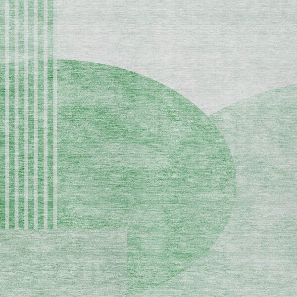 5' X 8' Green And Mint Green Geometric Washable Indoor Outdoor Area Rug