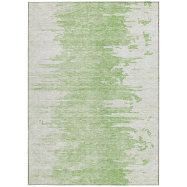 9' X 12' Green And Mint Green Abstract Washable Indoor Outdoor Area Rug