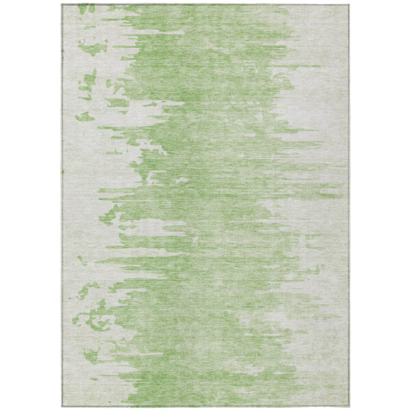 9' X 12' Green And Mint Green Abstract Washable Indoor Outdoor Area Rug