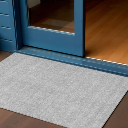 3' X 5' Silver Gray And Ivory Floral Washable Indoor Outdoor Area Rug