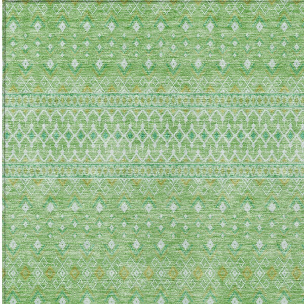3' X 5' Green And Mint Green Tribal Washable Indoor Outdoor Area Rug
