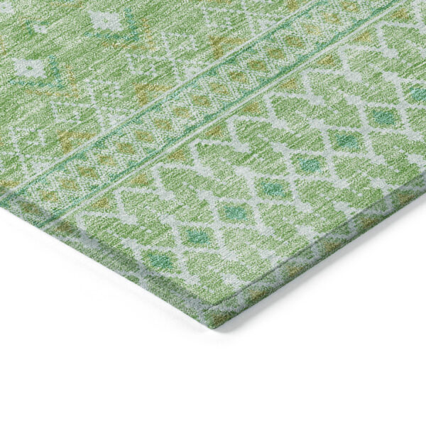 3' X 5' Green And Mint Green Tribal Washable Indoor Outdoor Area Rug
