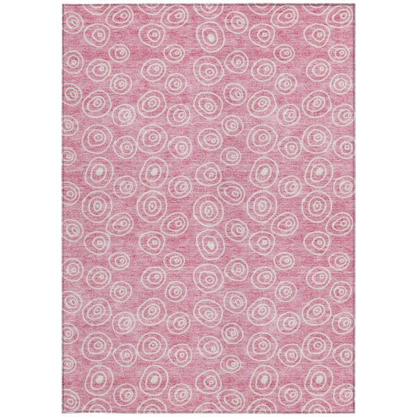 10' X 14' Pink And Ivory Geometric Washable Indoor Outdoor Area Rug
