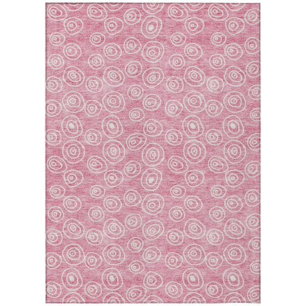 10' X 14' Pink And Ivory Geometric Washable Indoor Outdoor Area Rug