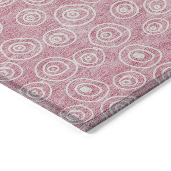 10' X 14' Pink And Ivory Geometric Washable Indoor Outdoor Area Rug