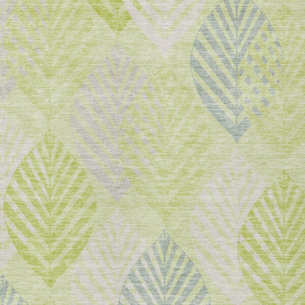 8' X 10' Artichoke Green Green And Ivory Floral Washable Indoor Outdoor Area Rug
