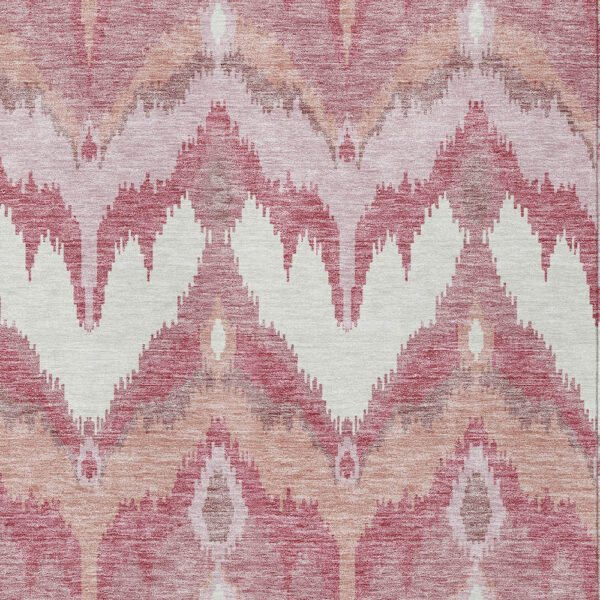 9' X 12' Blush Mauve And Ivory Ikat Washable Indoor Outdoor Area Rug