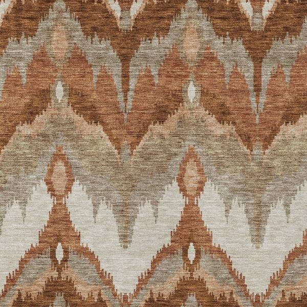10' X 14' Orange Beige And Copper Ikat Washable Indoor Outdoor Area Rug