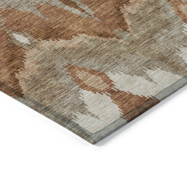 10' X 14' Orange Beige And Copper Ikat Washable Indoor Outdoor Area Rug