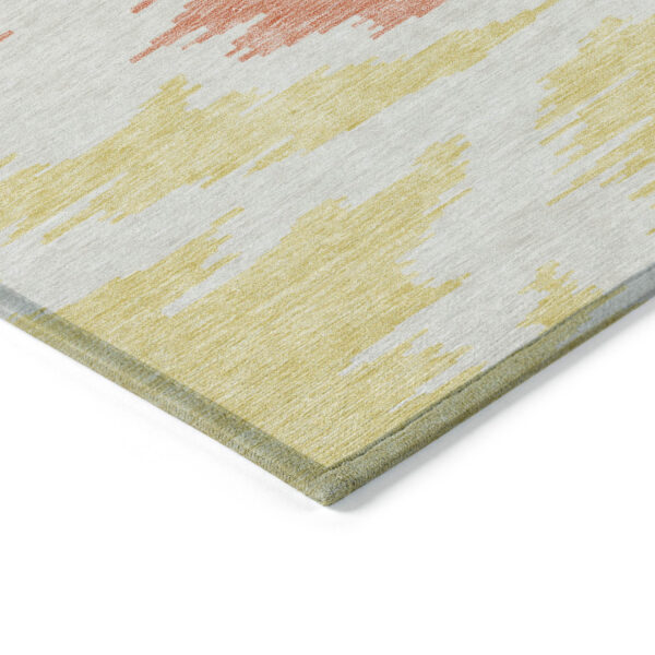 8' Coral Beige And Orange Round Abstract Washable Indoor Outdoor Area Rug