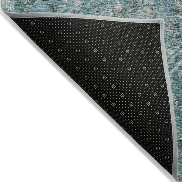3' X 5' Sage Teal Blue And Gray Geometric Washable Indoor Outdoor Area Rug