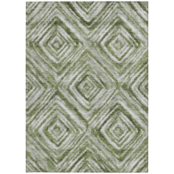 8' X 10' Artichoke Green Green And Sage Geometric Washable Indoor Outdoor Area Rug