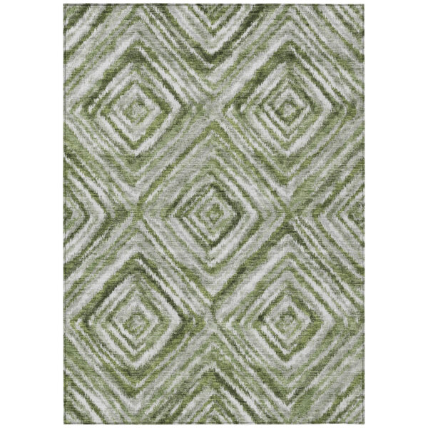 8' X 10' Artichoke Green Green And Sage Geometric Washable Indoor Outdoor Area Rug