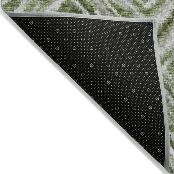 8' X 10' Artichoke Green Green And Sage Geometric Washable Indoor Outdoor Area Rug