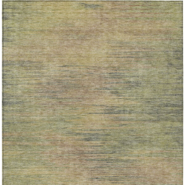 5' X 8' Artichoke Green Fern Green And Gold Abstract Washable Indoor Outdoor Area Rug