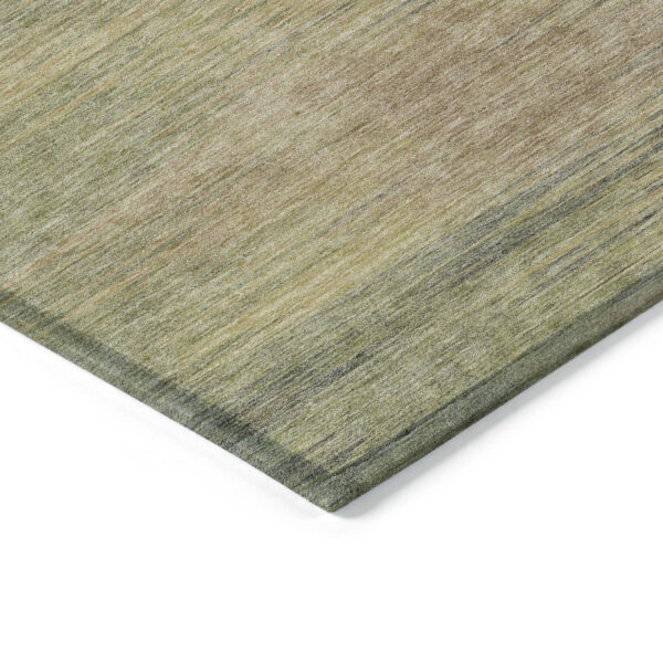 5' X 8' Artichoke Green Fern Green And Gold Abstract Washable Indoor Outdoor Area Rug