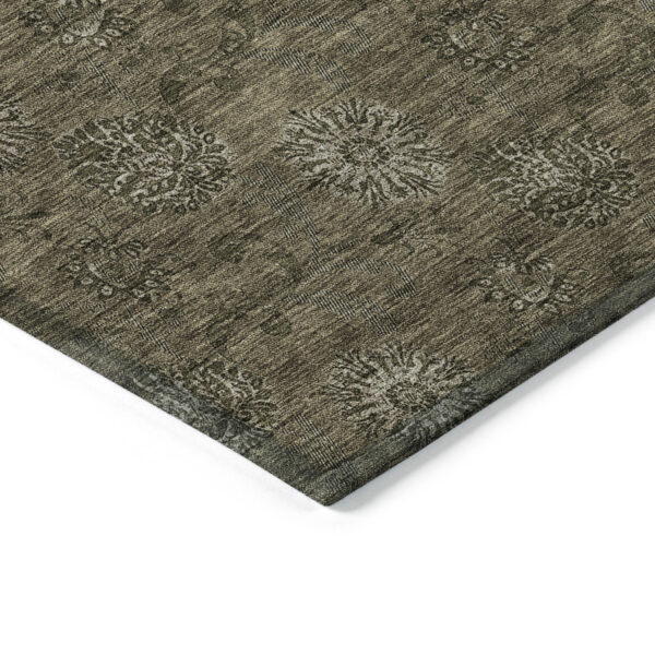 5' X 8' Brown And Beige Floral Washable Indoor Outdoor Area Rug