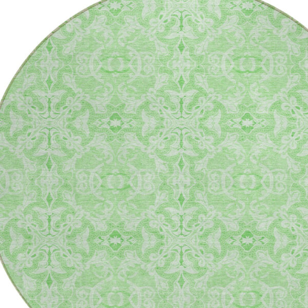 8' Lime Green And Green Round Medallion Washable Indoor Outdoor Area Rug