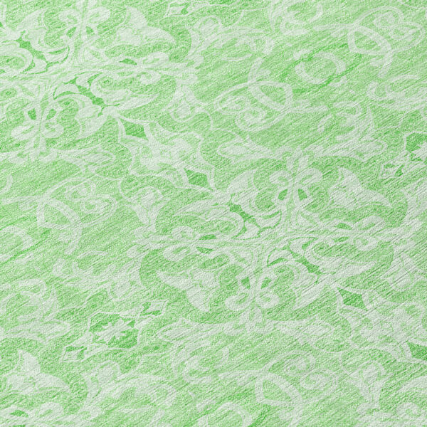 8' Lime Green And Green Round Medallion Washable Indoor Outdoor Area Rug
