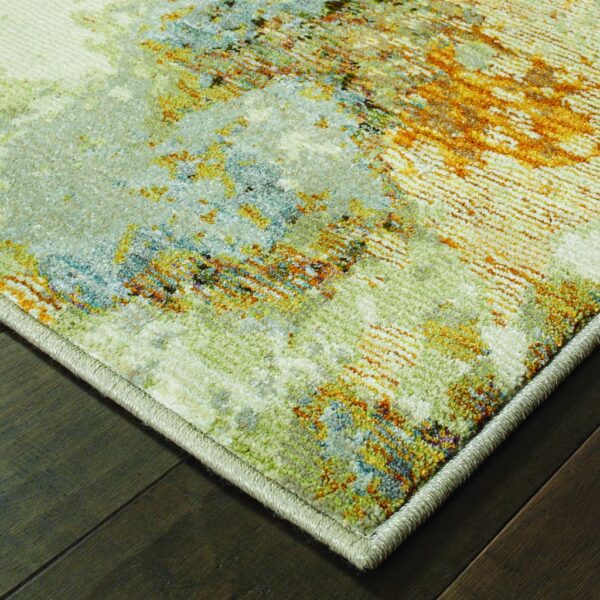 7’ X 10’ Modern Abstract Gold And Beige Indoor Area Rug