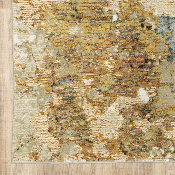 7’ X 10’ Modern Abstract Gold And Beige Indoor Area Rug