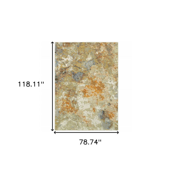 7’ X 10’ Modern Abstract Gold And Beige Indoor Area Rug