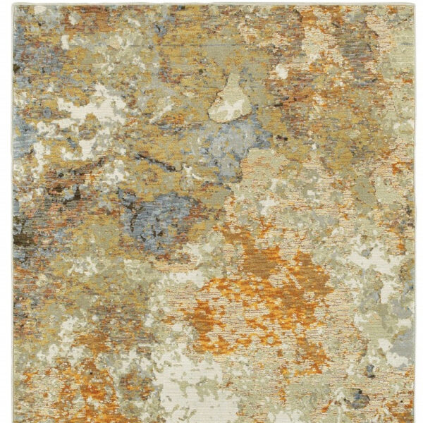 7’ X 10’ Modern Abstract Gold And Beige Indoor Area Rug