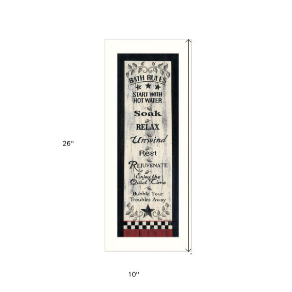 Bath Rules 7 White Framed Print Wall Art