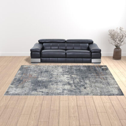 10' x 14' Gray and Ivory Abstract Power Loom Area Rug