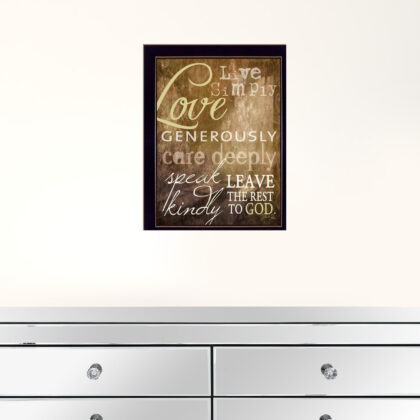 Live Simply 1 Black Framed Print Wall Art