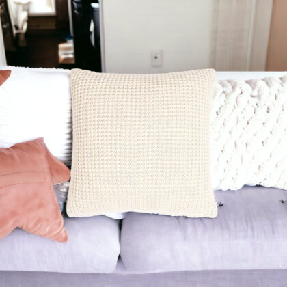 16" X 16" White Check Cotton Pillow Cover