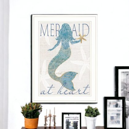 Mermaid At Heart 1 White Framed Print Wall Art