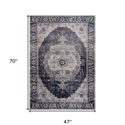 4' x 6' Black and Gray Oriental Area Rug