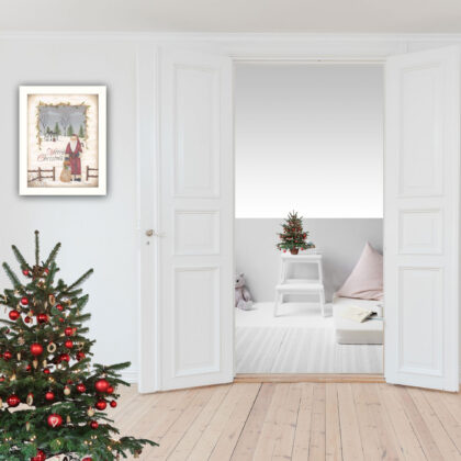 Merry Christmas White Framed Print Wall Art