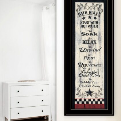 Bath Rules 5 Black Framed Print Wall Art
