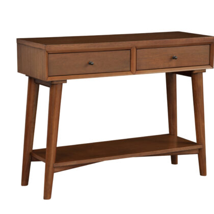 42" Brown Floor Shelf Console Table With Shelves And Drawers