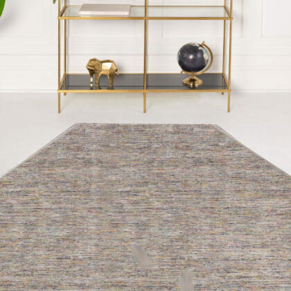 12' Octagon Gray and Yellow Octagon Wool Hand Loomed Area Rug