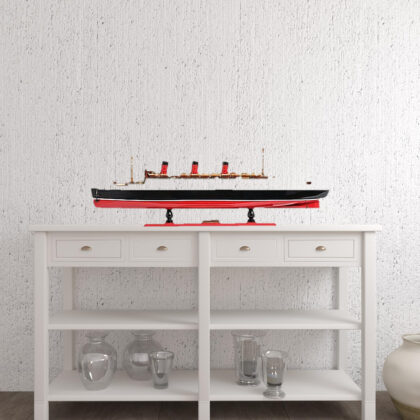 12" Black and Red RMS Queen Mary Large Boat Hand Painted Decorative Boat