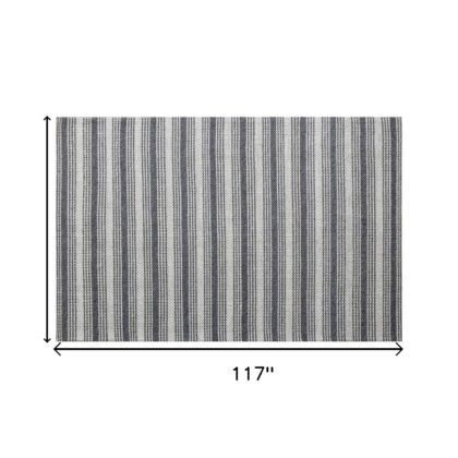 8' x 10' Gray and Ivory Striped Hand Woven Non Skid Area Rug